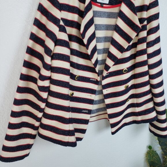 CAbi Collection Tweed Striped Nautical Blazer size 6 Sailor Preppy Pinup Twee - Picture 15 of 16